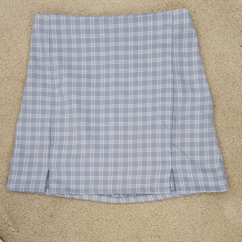 SHEIN Blue Checkered Mini Skirt